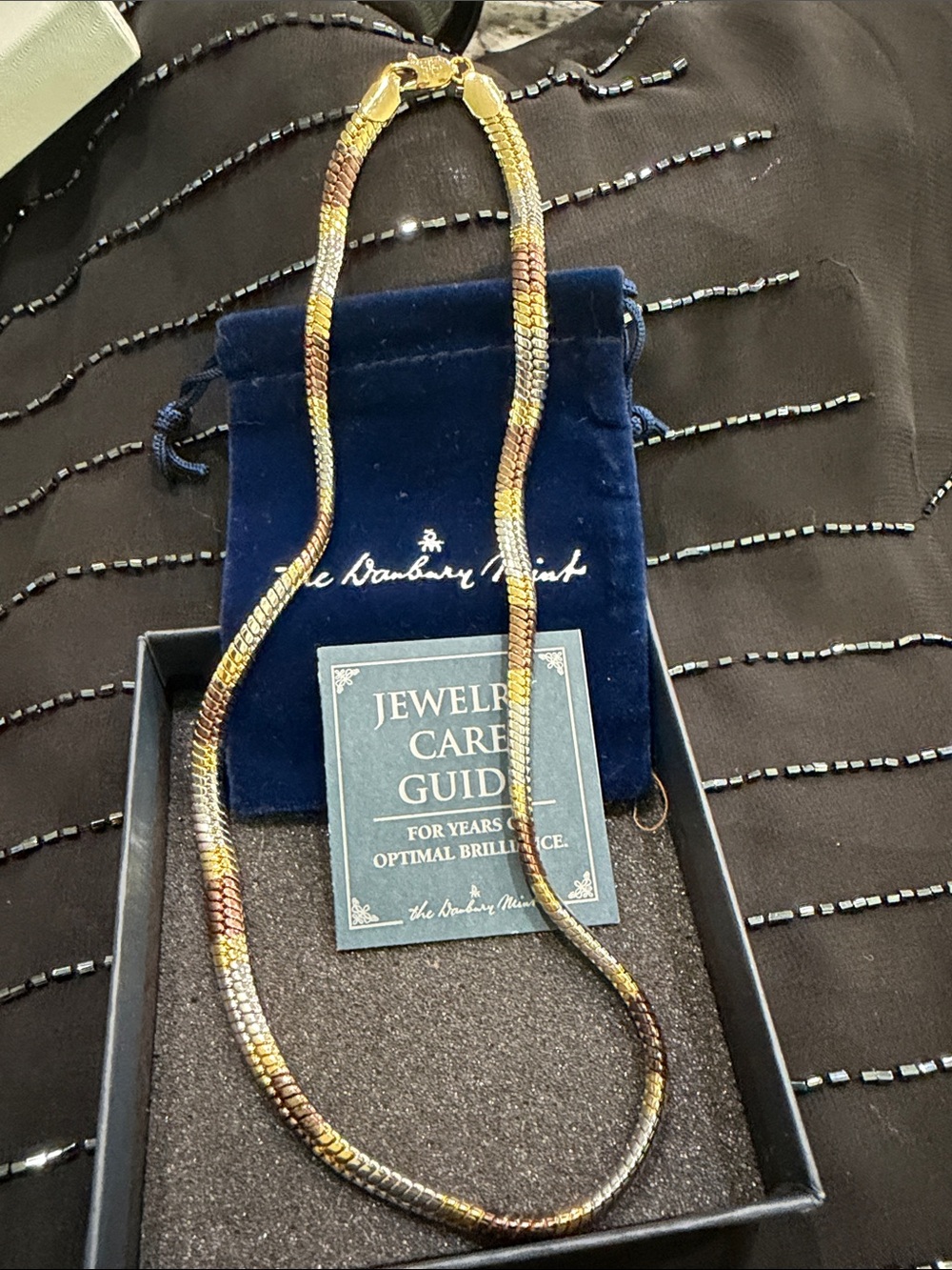 Tri-Tone Herringbone 18” Necklace  - The Stanley Morgan Collection